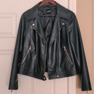 Express Dark Green Leather Jacket